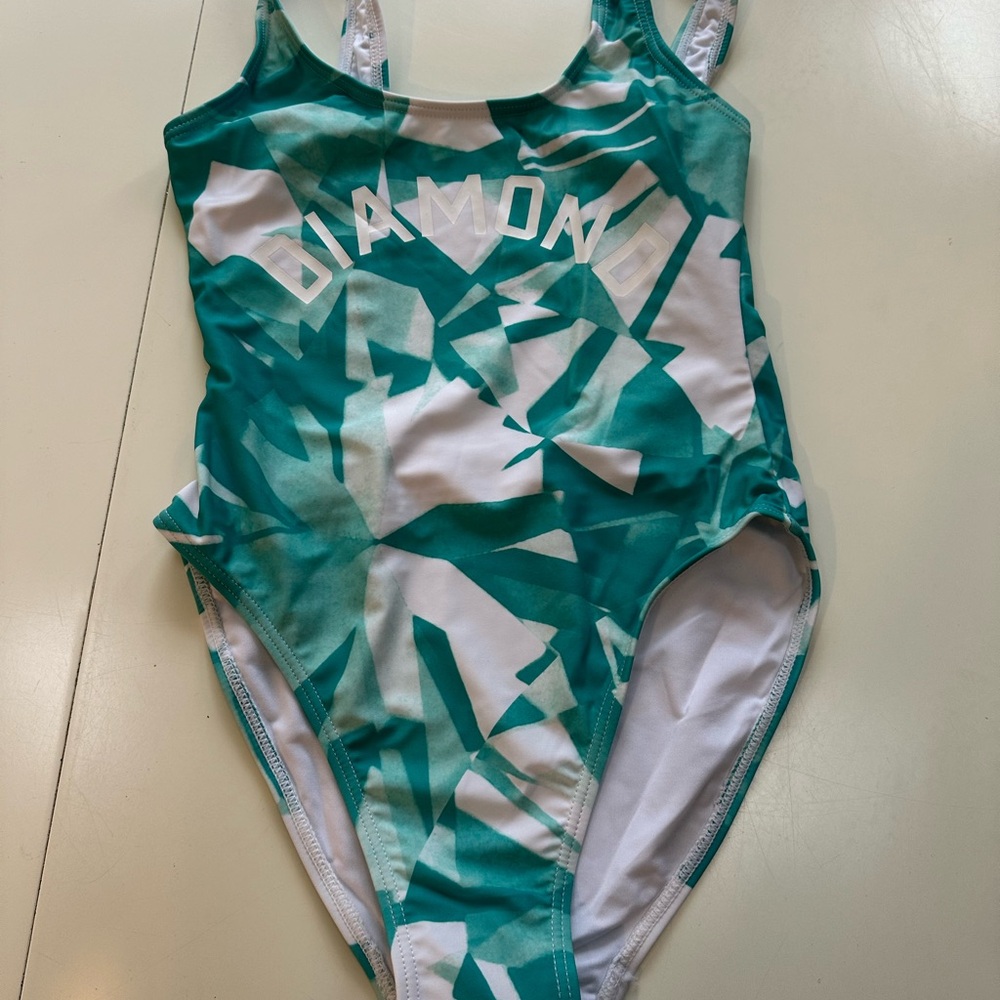 Diamond Green and White Swimsuit